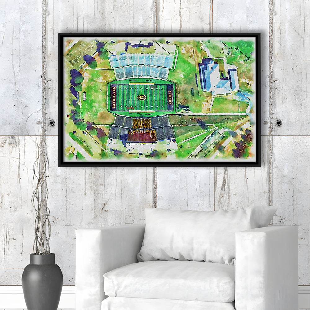 Eddie Robinson Painting Stadium Watercolor, Grambling Louisiana, Sport Gift Art, Framed Canvas Print Wall Art