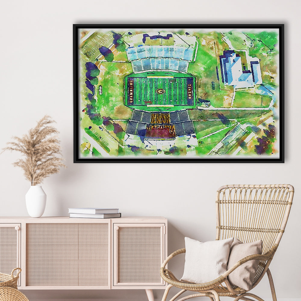 Eddie Robinson Painting Stadium Watercolor, Grambling Louisiana, Sport Gift Art, Framed Canvas Print Wall Art
