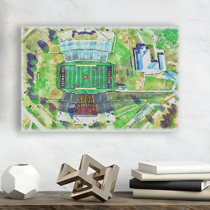 Eddie Robinson Painting Stadium Watercolor, Grambling Louisiana, Sport Art, Gifts for him, Canvas Print Wall Art