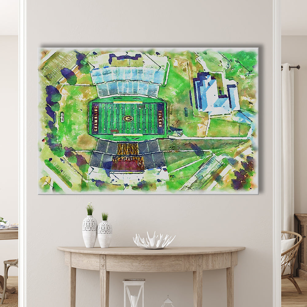 Eddie Robinson Painting Stadium Watercolor, Grambling Louisiana, Sport Art, Gifts for him, Canvas Print Wall Art