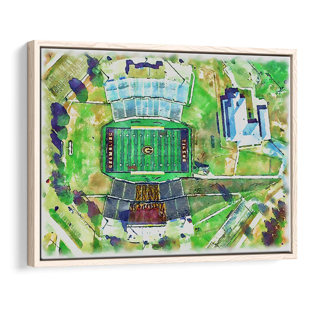 Eddie Robinson Painting Stadium Watercolor, Grambling Louisiana, Sport Gift Art, Framed Canvas Print Wall Art