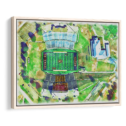 Eddie Robinson Painting Stadium Watercolor, Grambling Louisiana, Sport Gift Art, Framed Canvas Print Wall Art