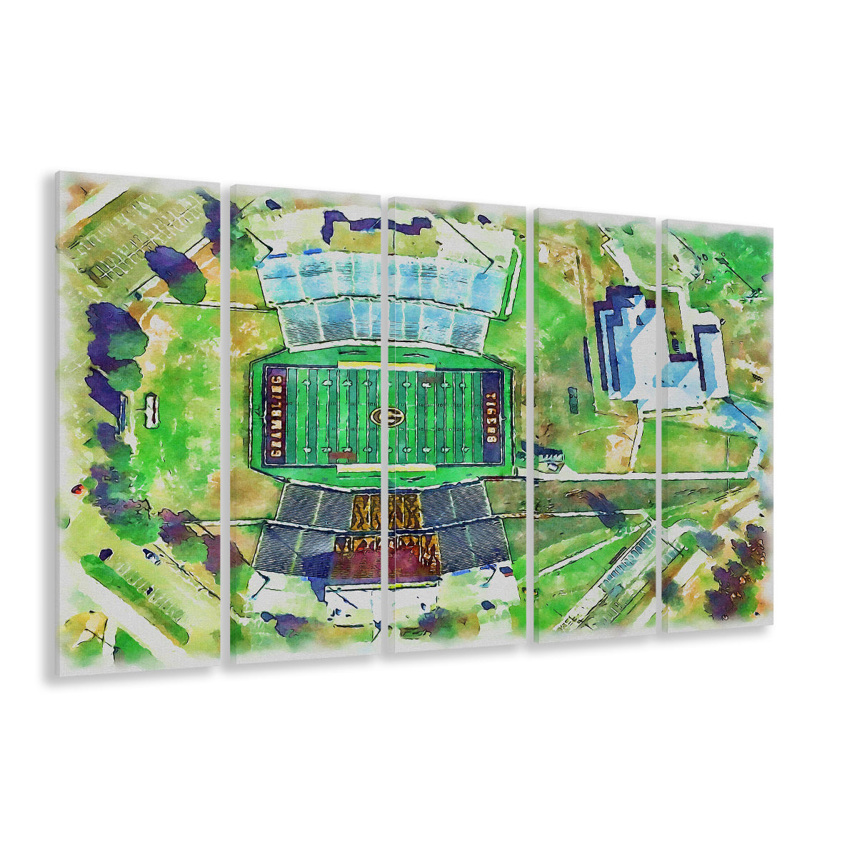 Eddie Robinson Painting Stadium Watercolor, Grambling Louisiana, Sport Art, Extra Large Canvas Print Wall Art