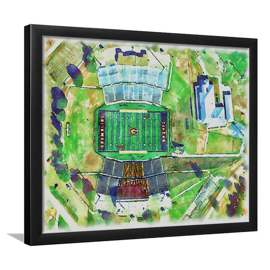 Eddie Robinson Painting Stadium Watercolor, Grambling Louisiana, Sport Gift Art, Framed Art Print Wall Decor