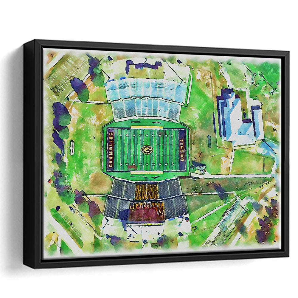 Eddie Robinson Painting Stadium Watercolor, Grambling Louisiana, Sport Gift Art, Framed Canvas Print Wall Art