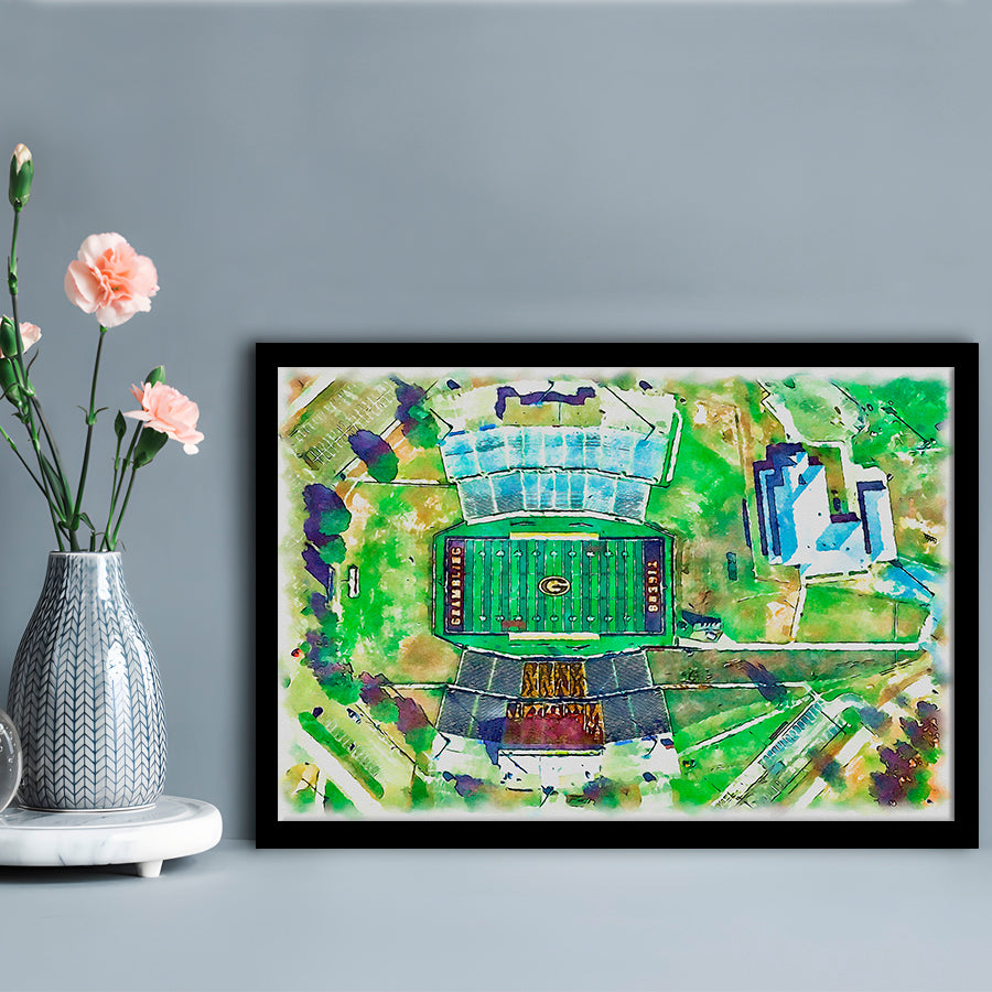 Eddie Robinson Painting Stadium Watercolor, Grambling Louisiana, Sport Gift Art, Framed Art Print Wall Decor