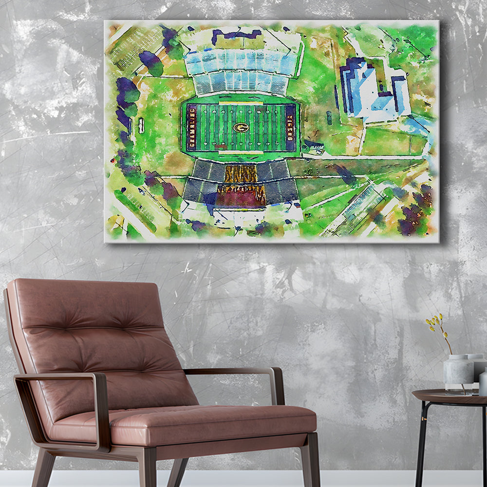 Eddie Robinson Painting Stadium Watercolor, Grambling Louisiana, Sport Art, Gifts for him, Canvas Print Wall Art