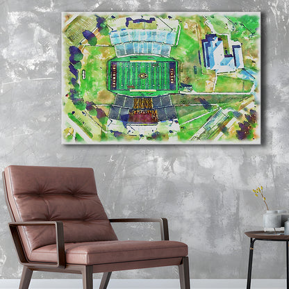 Eddie Robinson Painting Stadium Watercolor, Grambling Louisiana, Sport Art, Gifts for him, Canvas Print Wall Art