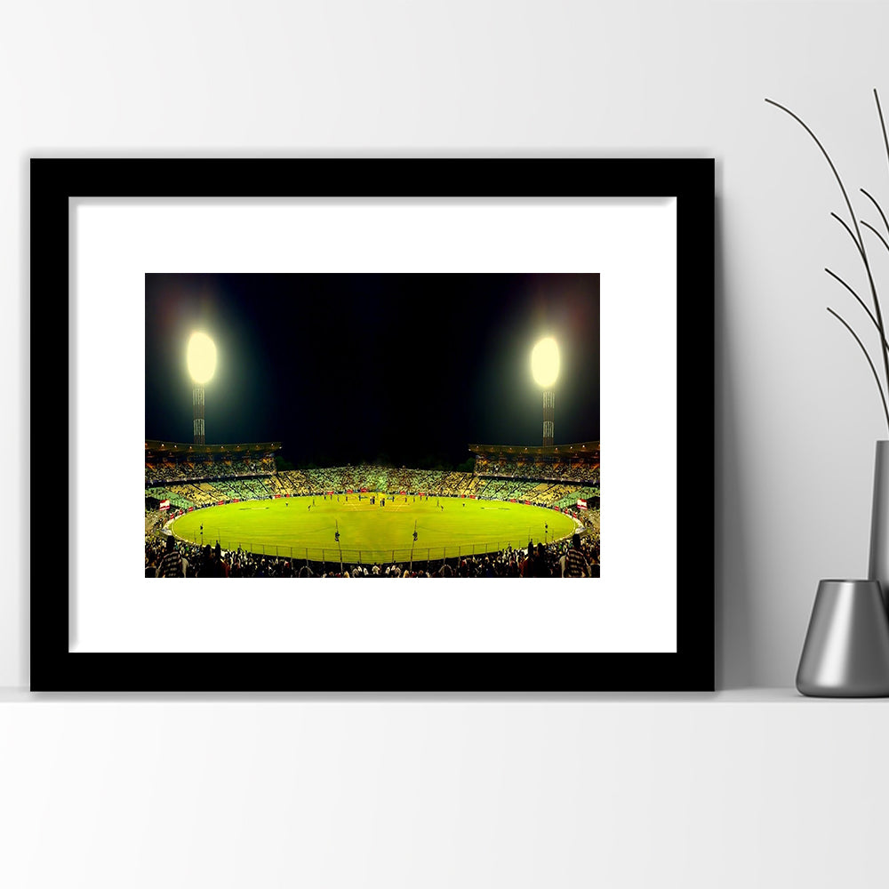 Eden Garden Cricket Ground, Stadium Canvas, Sport Art, Gift for him, White Border Framed Art Print Wall Decor