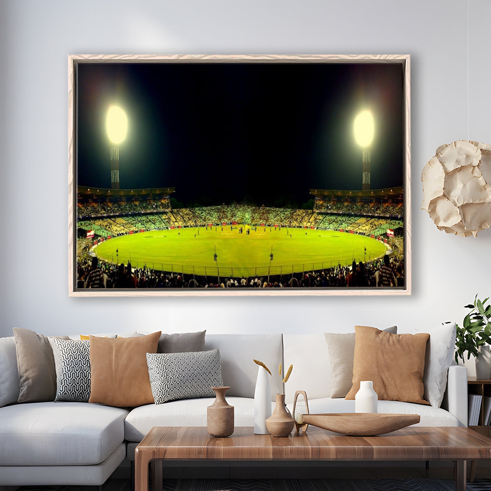 Eden Garden Cricket Ground, Stadium Canvas, Sport Art, Framed Canvas Print Wall Art, Floating Frame