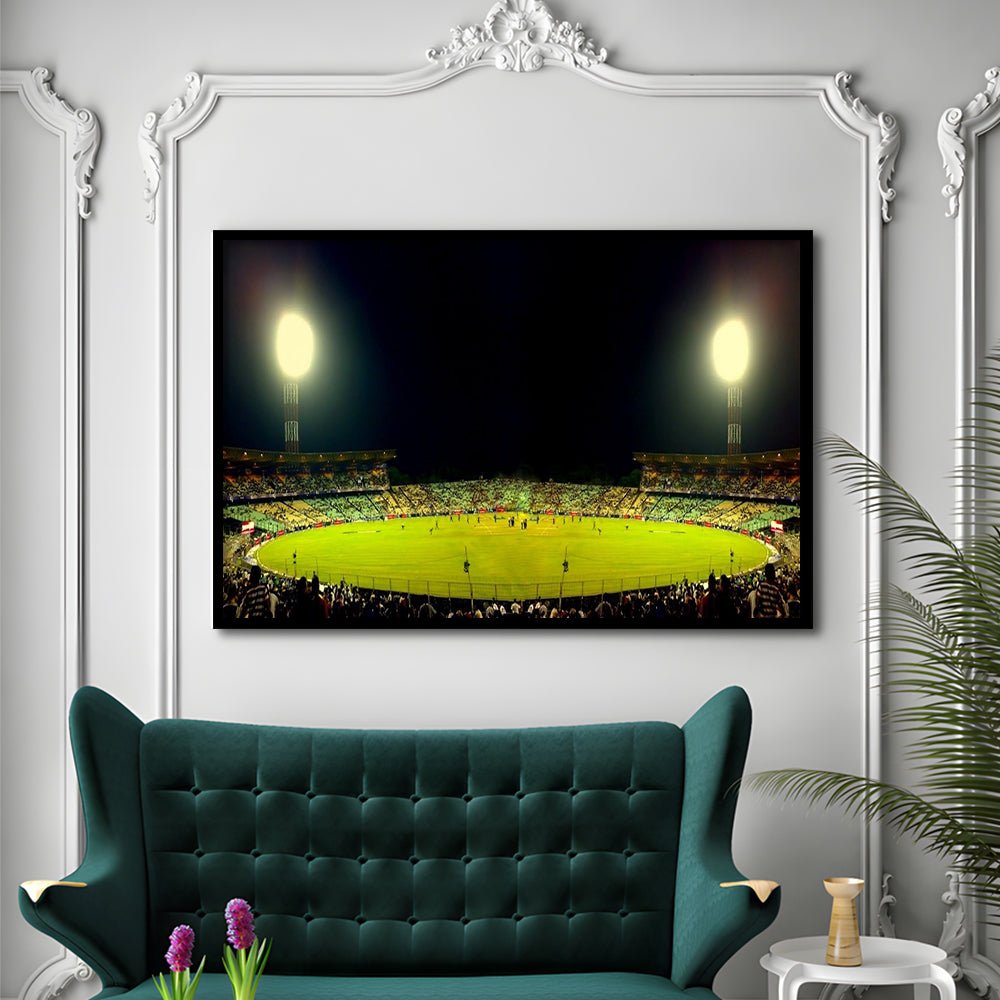 Eden Garden Cricket Ground, Stadium Canvas, Sport Art, Gift for him, Framed Art Print Wall Decor, Picture Framed