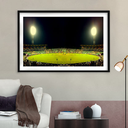 Eden Garden Cricket Ground, Stadium Canvas, Sport Art, Gift for him, White Border Framed Art Print Wall Decor