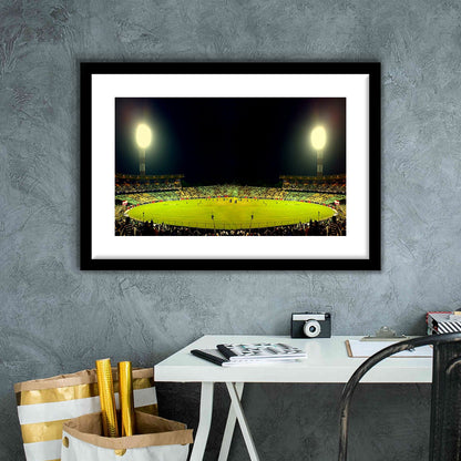 Eden Garden Cricket Ground, Stadium Canvas, Sport Art, Gift for him, White Border Framed Art Print Wall Decor