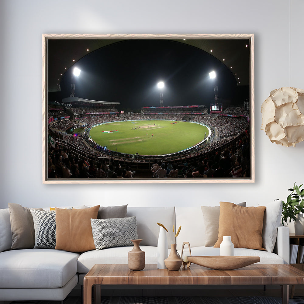 Eden Gardens in Kolkata, Stadium Canvas, Sport Art, Framed Canvas Print Wall Art, Floating Frame