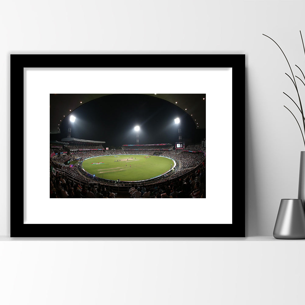 Eden Gardens in Kolkata, Stadium Canvas, Sport Art, Gift for him, White Border Framed Art Print Wall Decor