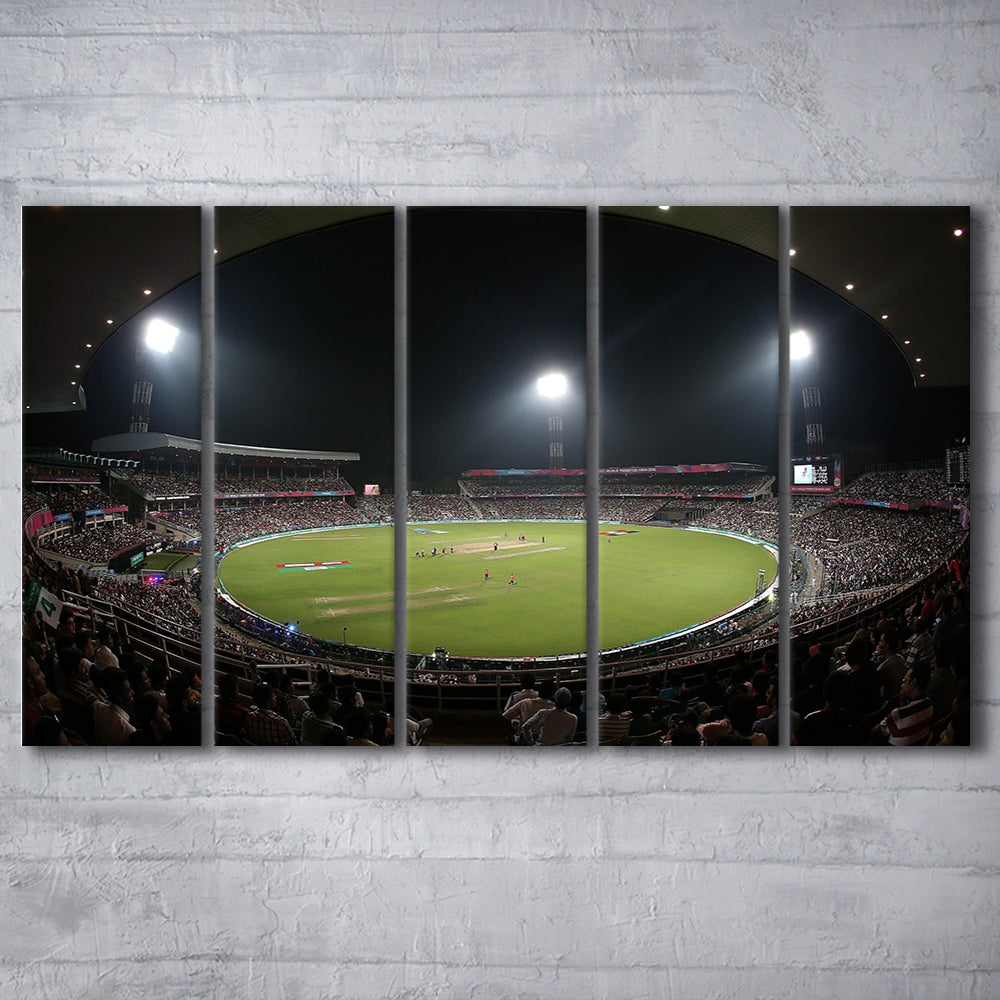 Eden Gardens in Kolkata, Stadium Canvas, Sport Art, 5 Panel B, Extra Large Canvas, Canvas Print Wall Art