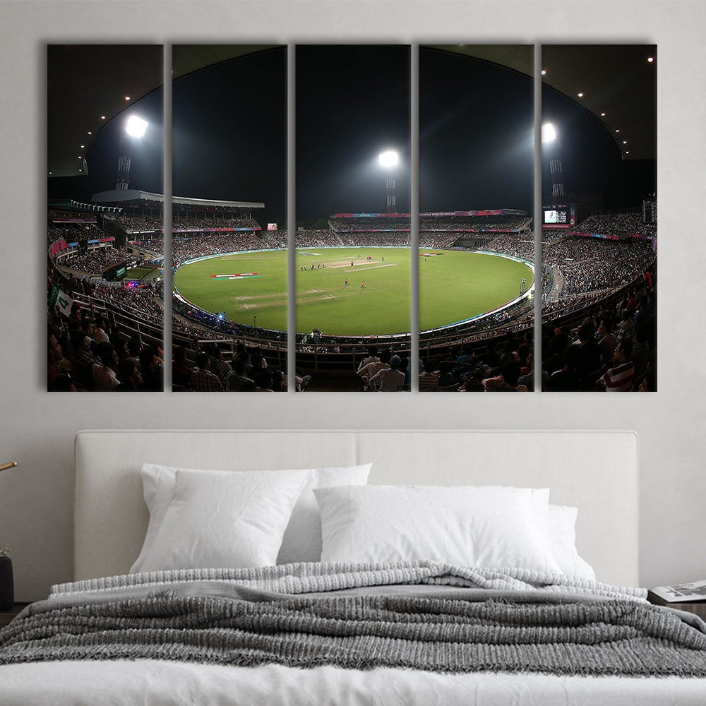 Eden Gardens in Kolkata, Stadium Canvas, Sport Art, 5 Panel B, Extra Large Canvas, Canvas Print Wall Art