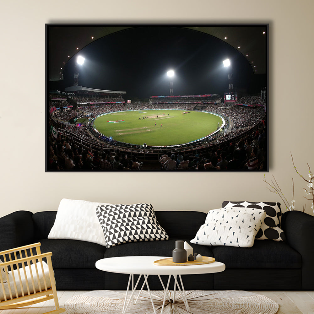 Eden Gardens in Kolkata, Stadium Canvas, Sport Art, Framed Canvas Print Wall Art, Floating Frame