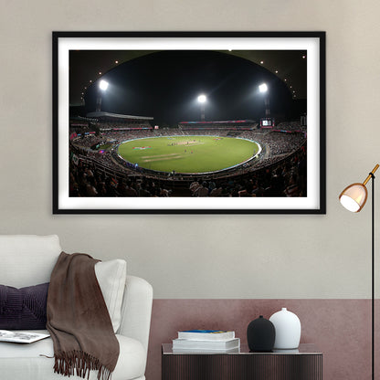 Eden Gardens in Kolkata, Stadium Canvas, Sport Art, Gift for him, White Border Framed Art Print Wall Decor