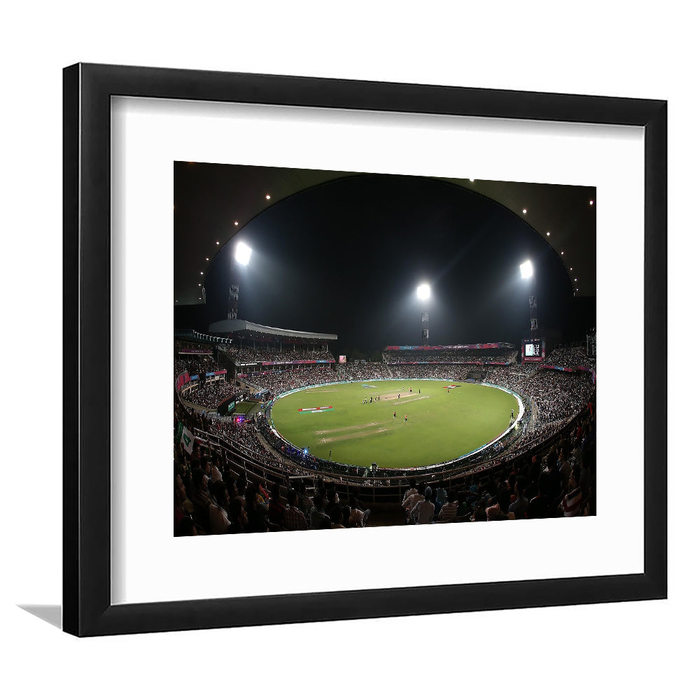 Eden Gardens in Kolkata, Stadium Canvas, Sport Art, Gift for him, White Border Framed Art Print Wall Decor