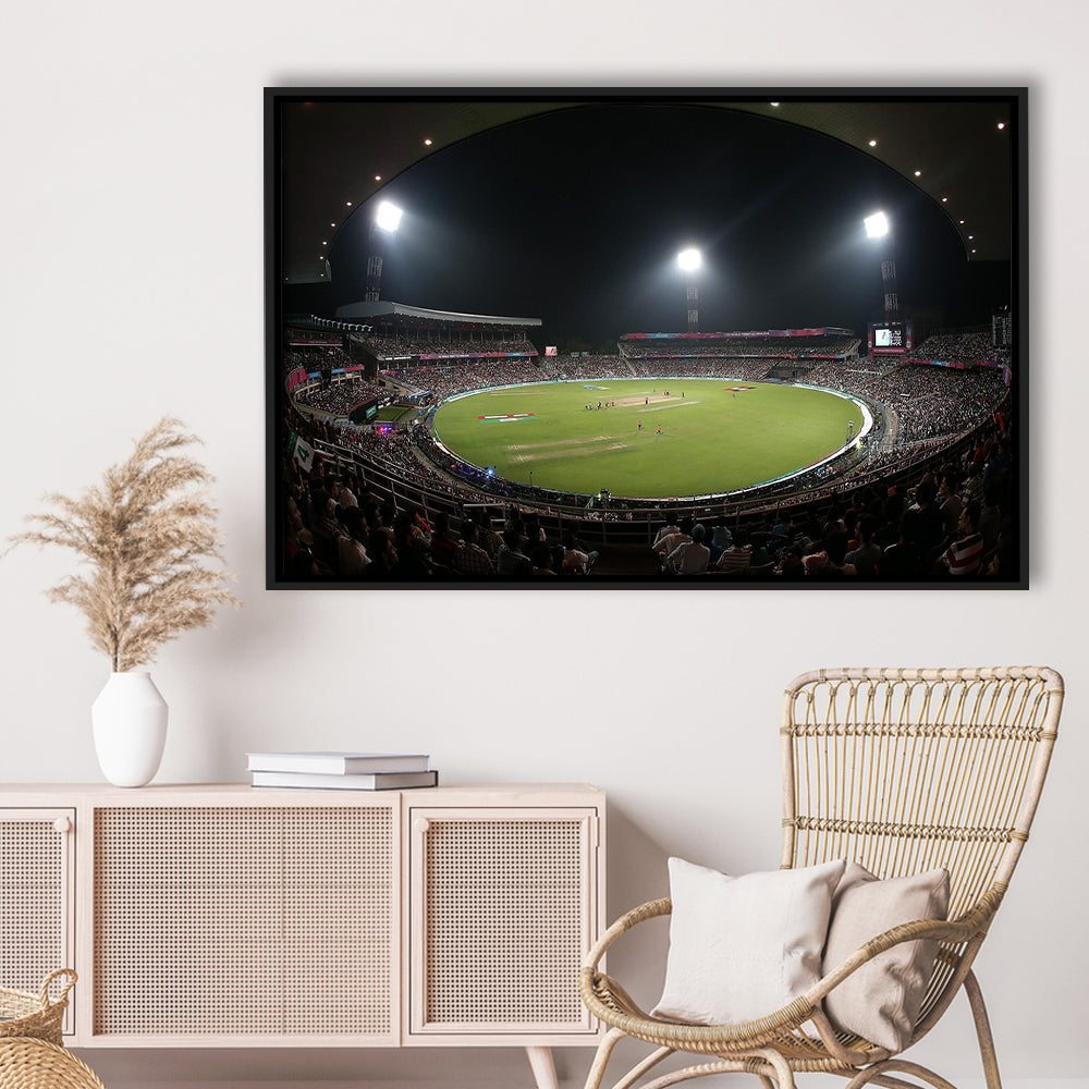 Eden Gardens in Kolkata, Stadium Canvas, Sport Art, Framed Canvas Print Wall Art, Floating Frame