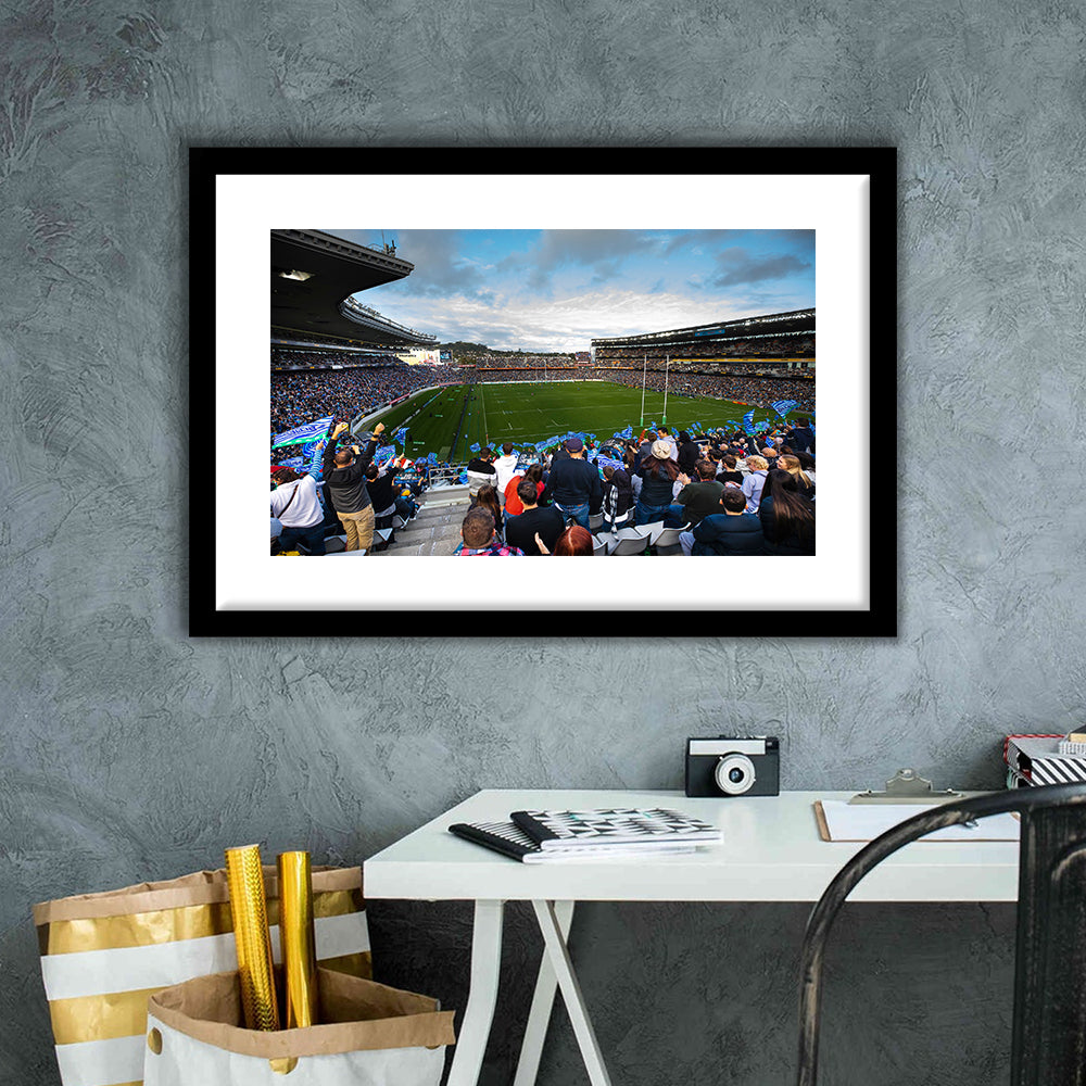 Eden Park New Zealand, Stadium Canvas, Sport Art, Gift for him, White Border Framed Art Print Wall Decor
