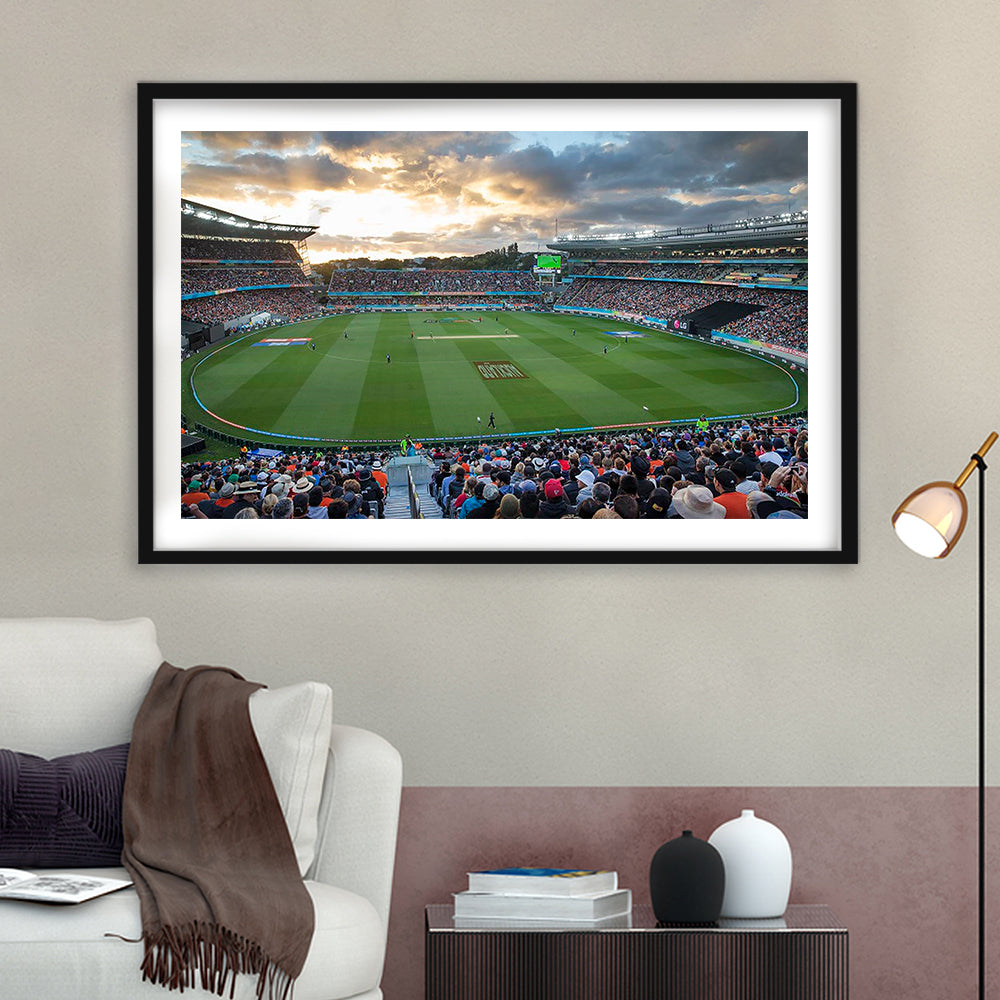 Eden Park, Stadium Canvas, Sport Art, Gift for him, White Border Framed Art Print Wall Decor