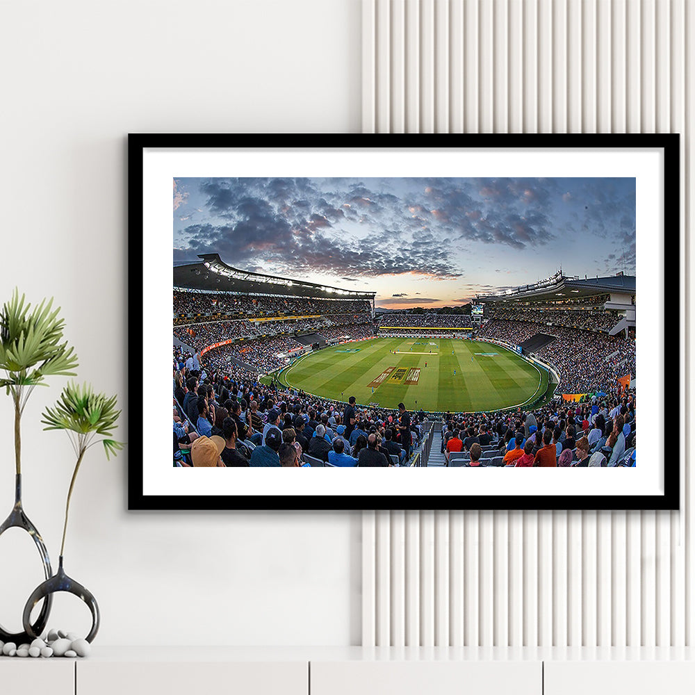 Eden Park in Auckland, Stadium Canvas, Sport Art, Fan Gifts, White Border Framed Art Print Wall Decor