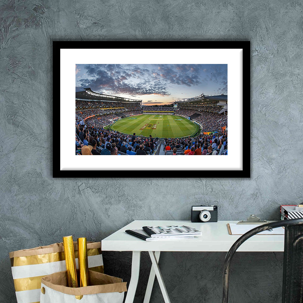 Eden Park in Auckland, Stadium Canvas, Sport Art, Fan Gifts, White Border Framed Art Print Wall Decor