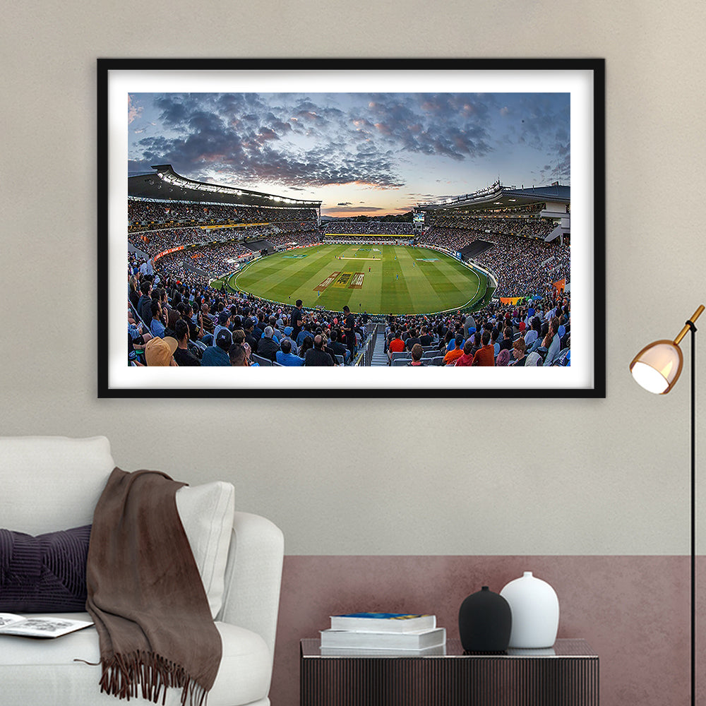 Eden Park in Auckland, Stadium Canvas, Sport Art, Fan Gifts, White Border Framed Art Print Wall Decor