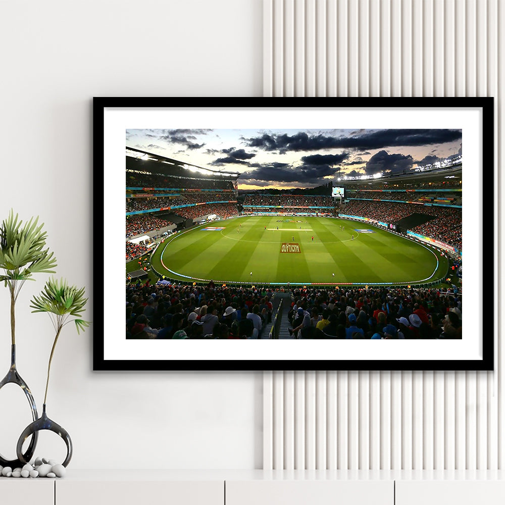 Eden Park in Auckland, Stadium Canvas, Sport Art, Gift for him, White Border Framed Art Print Wall Decor
