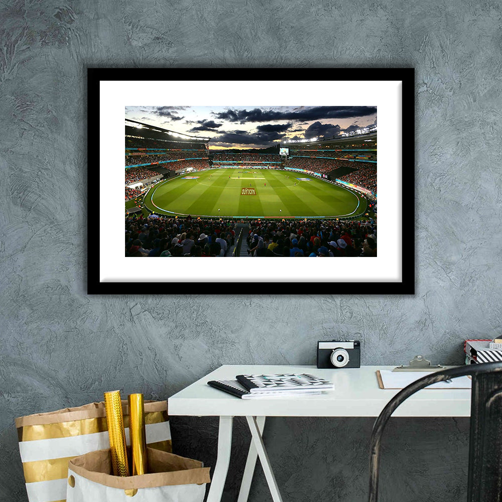 Eden Park in Auckland, Stadium Canvas, Sport Art, Gift for him, White Border Framed Art Print Wall Decor