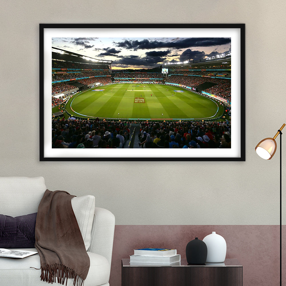 Eden Park in Auckland, Stadium Canvas, Sport Art, Gift for him, White Border Framed Art Print Wall Decor