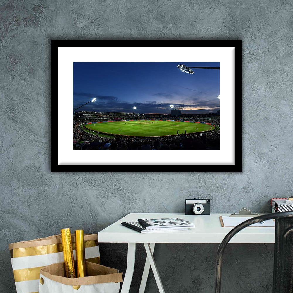 Edgbaston Stadium, Stadium Canvas, Sport Art, Gift for him, White Border Framed Art Print Wall Decor