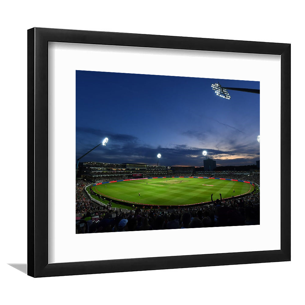 Edgbaston Stadium, Stadium Canvas, Sport Art, Gift for him, White Border Framed Art Print Wall Decor