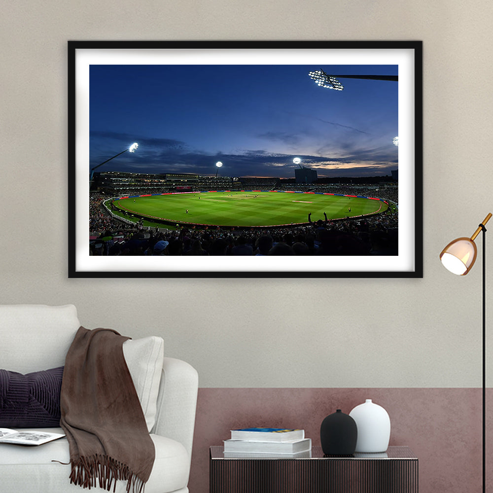 Edgbaston Stadium, Stadium Canvas, Sport Art, Gift for him, White Border Framed Art Print Wall Decor