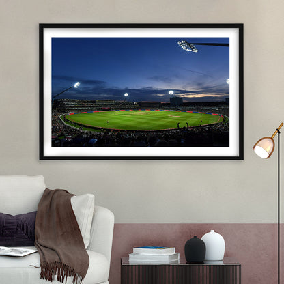Edgbaston Stadium, Stadium Canvas, Sport Art, Gift for him, White Border Framed Art Print Wall Decor