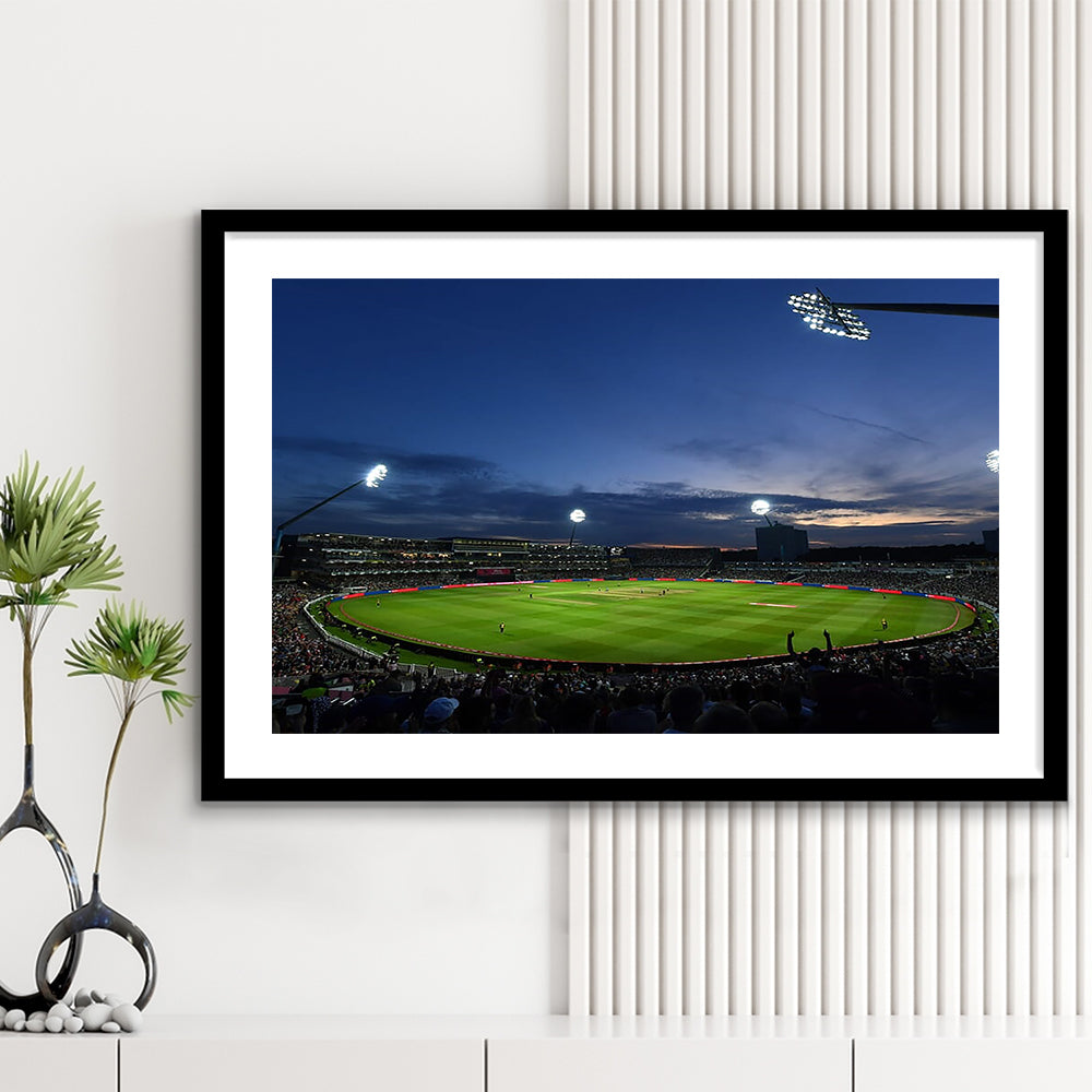 Edgbaston Stadium, Stadium Canvas, Sport Art, Gift for him, White Border Framed Art Print Wall Decor
