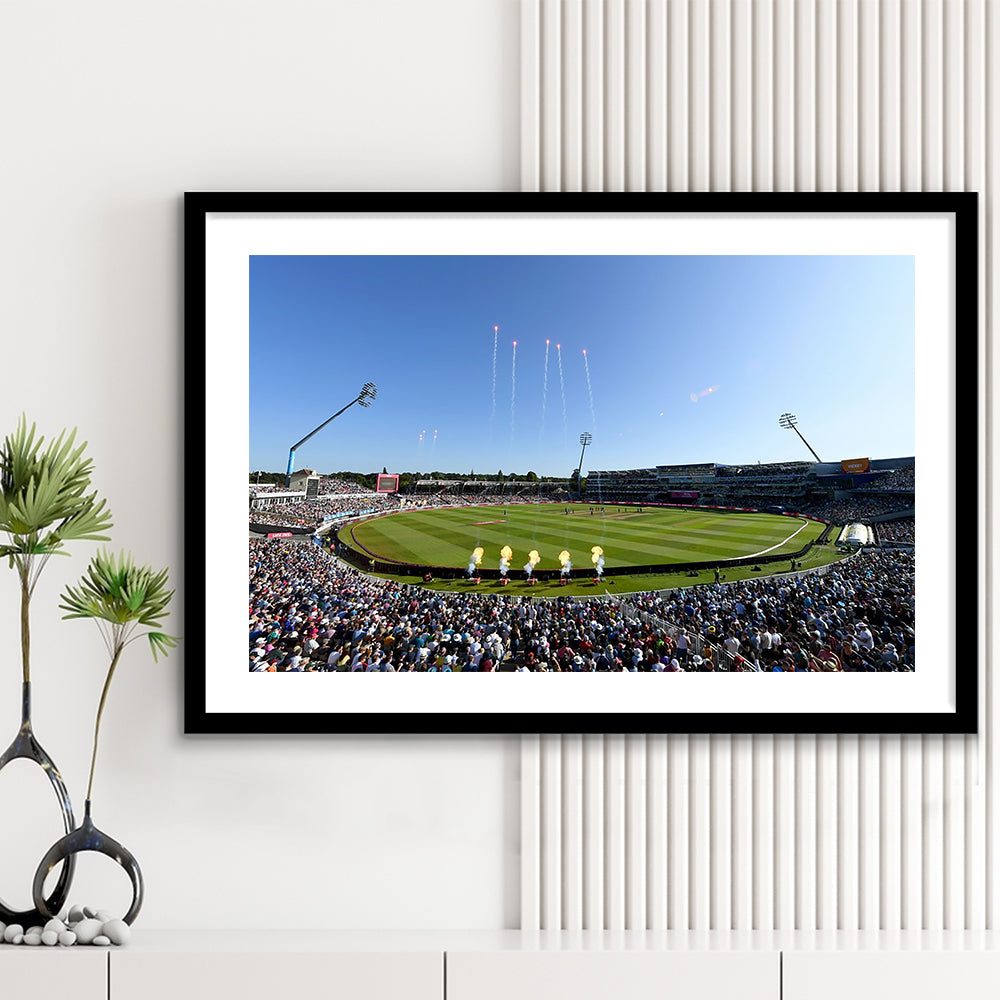 Edgbaston Stadium in Birmingham, Stadium Canvas, Sport Art, Gift for him, White Border Framed Art Print Wall Decor