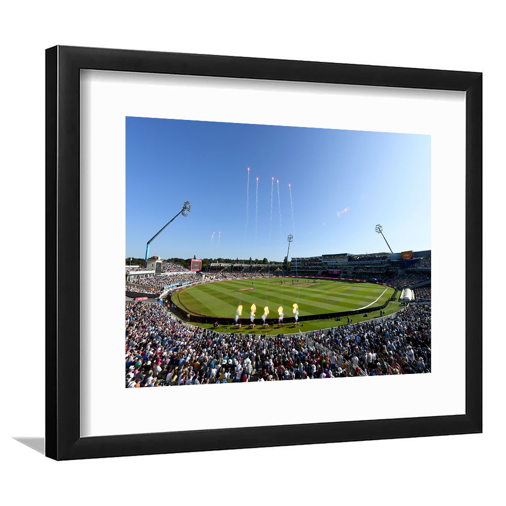 Edgbaston Stadium in Birmingham, Stadium Canvas, Sport Art, Gift for him, White Border Framed Art Print Wall Decor