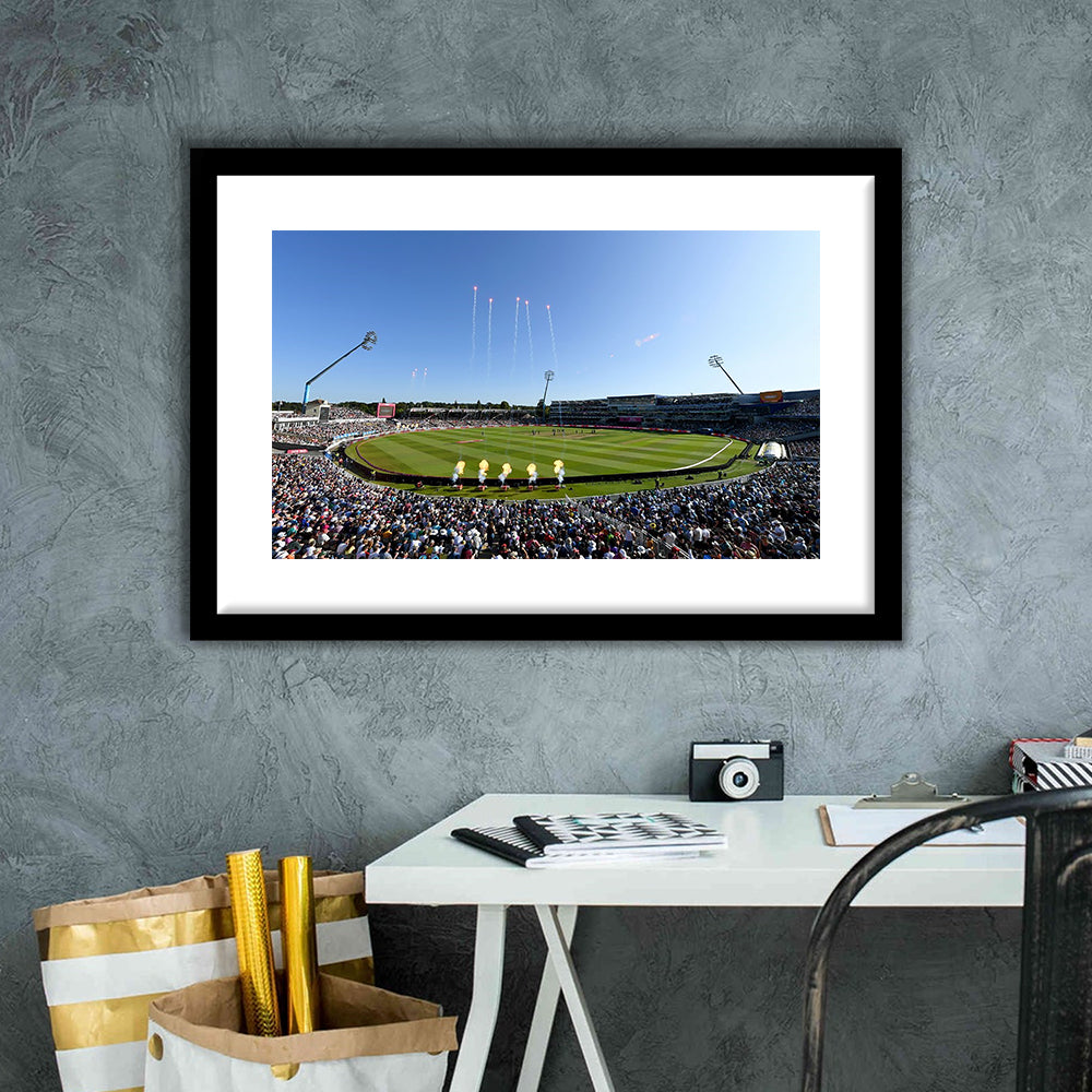 Edgbaston Stadium in Birmingham, Stadium Canvas, Sport Art, Gift for him, White Border Framed Art Print Wall Decor
