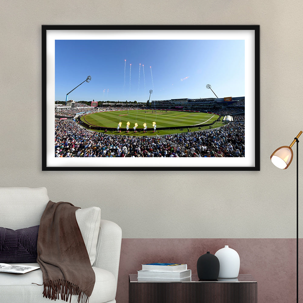 Edgbaston Stadium in Birmingham, Stadium Canvas, Sport Art, Gift for him, White Border Framed Art Print Wall Decor