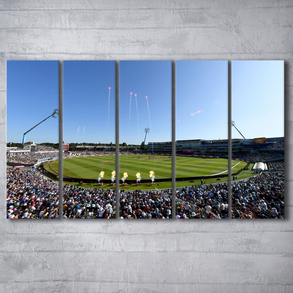 Edgbaston Stadium in Birmingham, Stadium Canvas, Sport Art, 5 Panel B, Extra Large Canvas, Canvas Print Wall Art