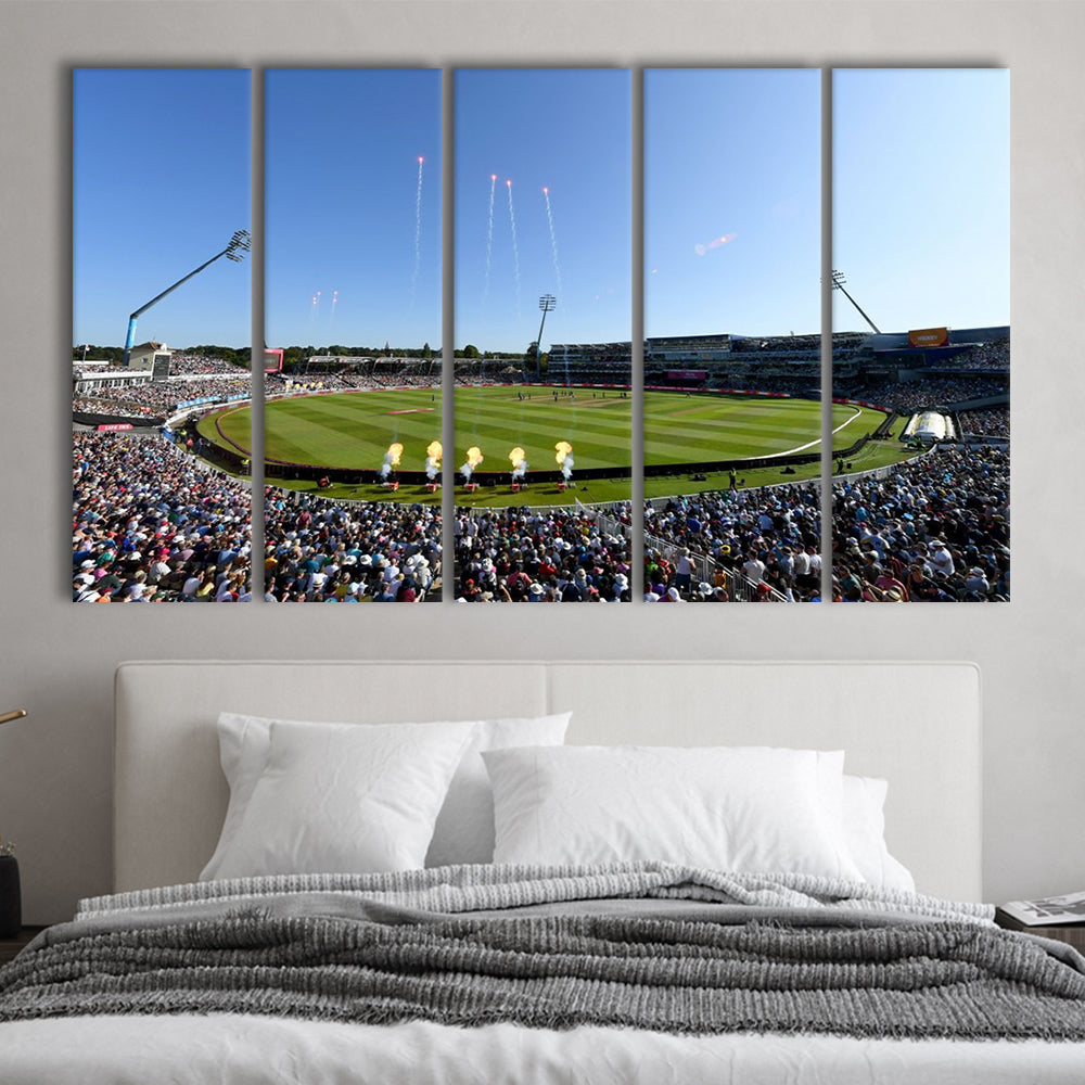 Edgbaston Stadium in Birmingham, Stadium Canvas, Sport Art, 5 Panel B, Extra Large Canvas, Canvas Print Wall Art
