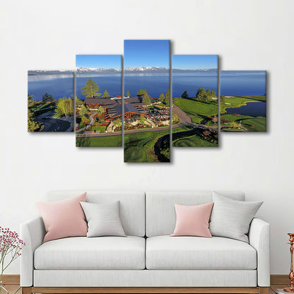 Edgewood Tahoe Golf Course Resort Stateline, Nevada, Golf Art Print, 5 Pieces Mixed Canvas Print Wall Art