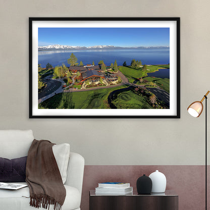 Edgewood Tahoe Golf Course Resort Stateline, Nevada, Goft Art Print, Framed Art Print White Border Wall Decor