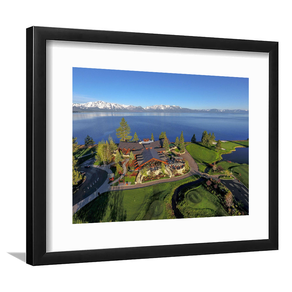 Edgewood Tahoe Golf Course Resort Stateline, Nevada, Goft Art Print, Framed Art Print White Border Wall Decor
