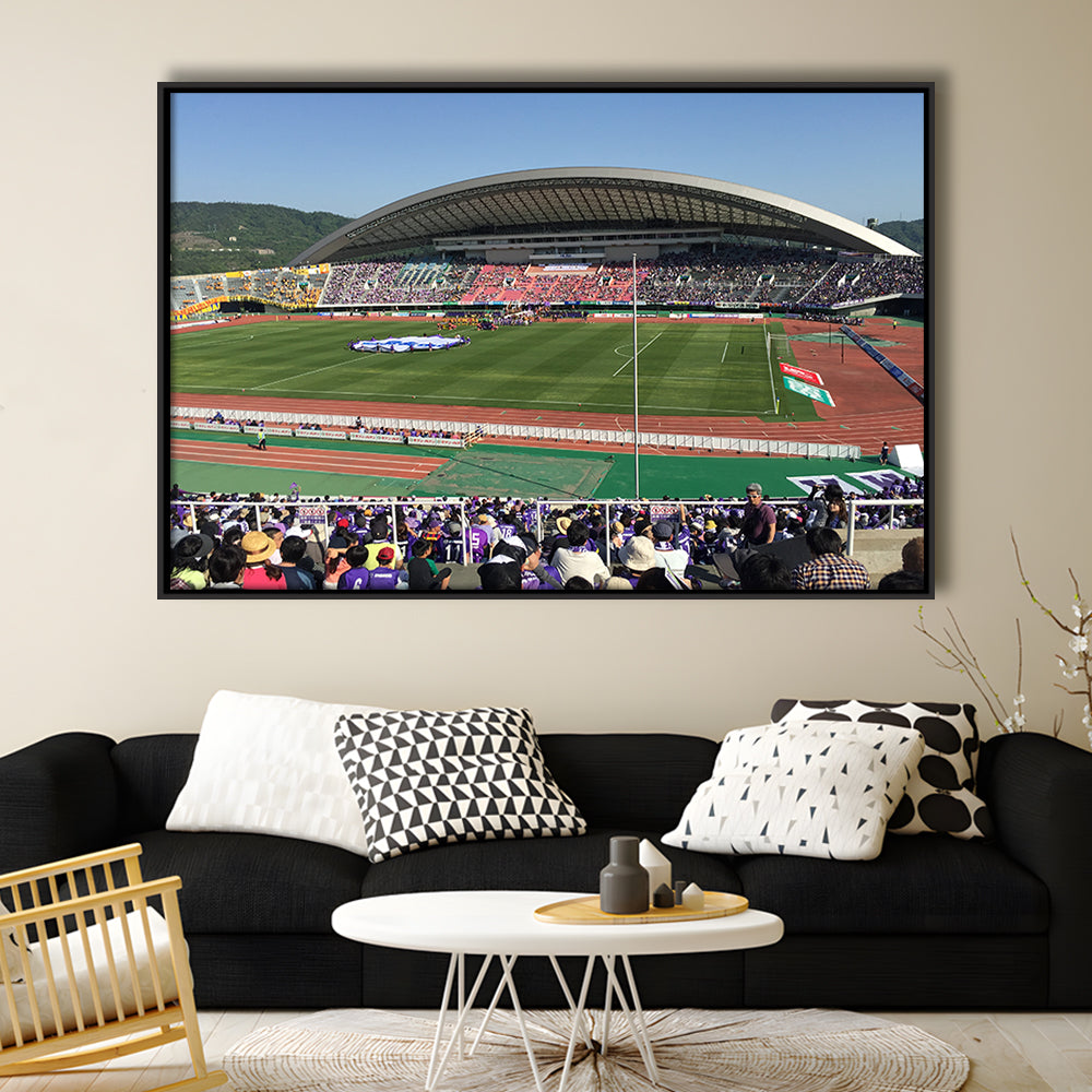 Edion Stadium Hiroshima, Stadium Canvas, Sport Art, Framed Canvas Print Wall Art, Floating Frame