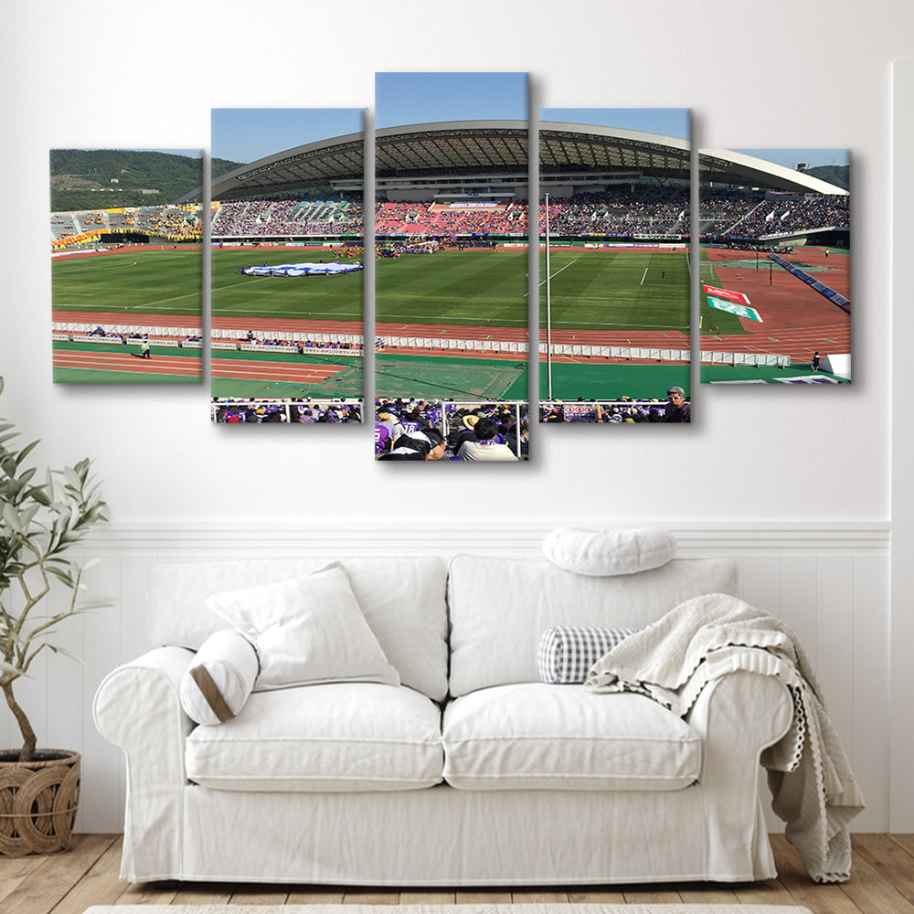 Edion Stadium Hiroshima, Stadium Canvas, Sport Art, Gift for him, 5 Panel, Large Canvas, Canvas Print Wall Art