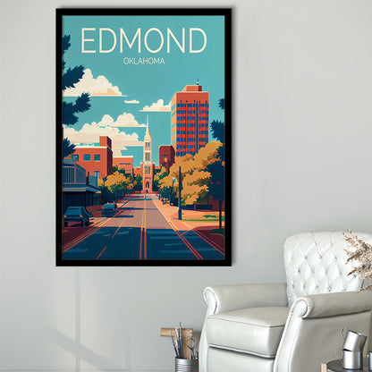 Edmond Oklahoma Retro Art Print, Edmond City Wall Art, Framed Art Print, Picture Framed, Painting Art